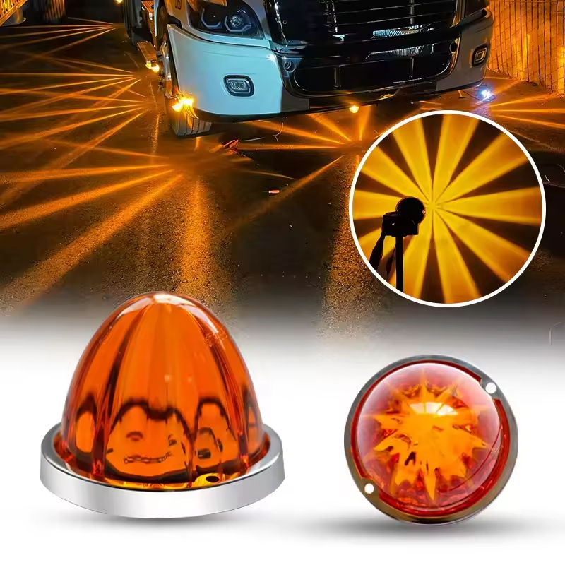 LED Watermelon Amber 12V Universal Fit Truck Trailer Side Marker Turn Signal for Semi Truck Pickup for Kenworth