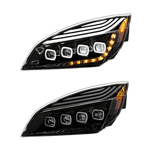Freightliner Cascadia Quad-LED Blackout Headlights 2018-2023